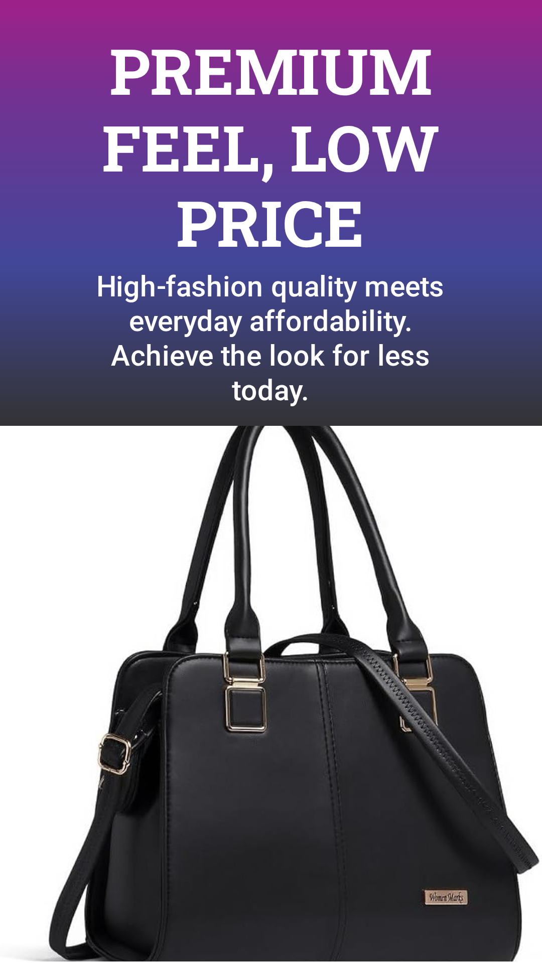 Pomelli structured black handbag product shot